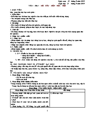 Giáo án Hóa học Lớp 8 - Tiết 1 đến 4 - Năm học 2018-2019